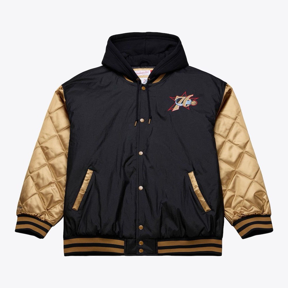 Philadelphia 76ers Black/Gold 2001 Team Roster Diamond Fusion Full-Snap Jacket